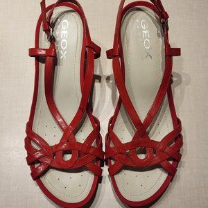 Geox Red wedge Sandals Sz 37/ 6.5